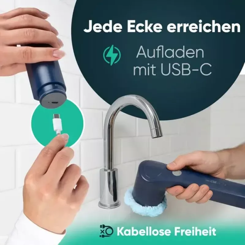 Clatronic ERB 3815 A kabellose elektrische Reinigungsbürste mit 8 Aufsätzen