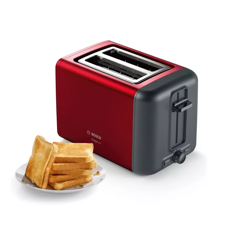 Bosch TAT3P424 Toaster 2 Scheiben 970 W Schwarz, Rot