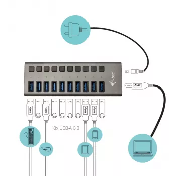 i-tec USB 3.0 Charging HUB 10 Port + Netzteil 48 W