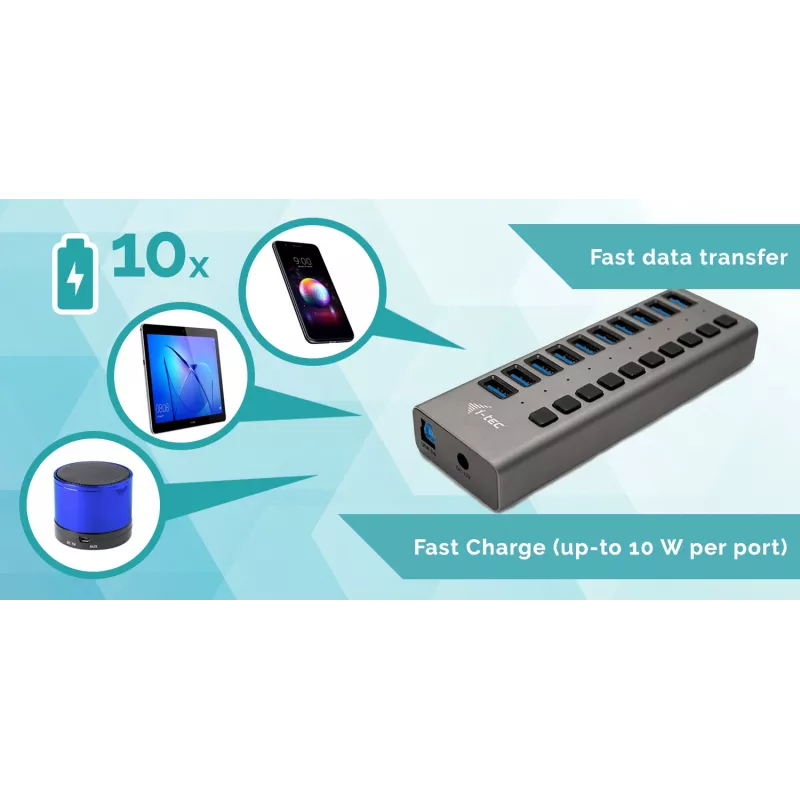 i-tec USB 3.0 Charging HUB 10 Port + Netzteil 48 W