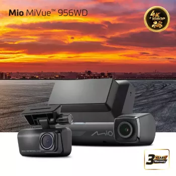 Dashcam MIO MiVue 956WD mit GPS und Wi‑Fi, Windschutzscheibenhalterung für Frontaufnahmen