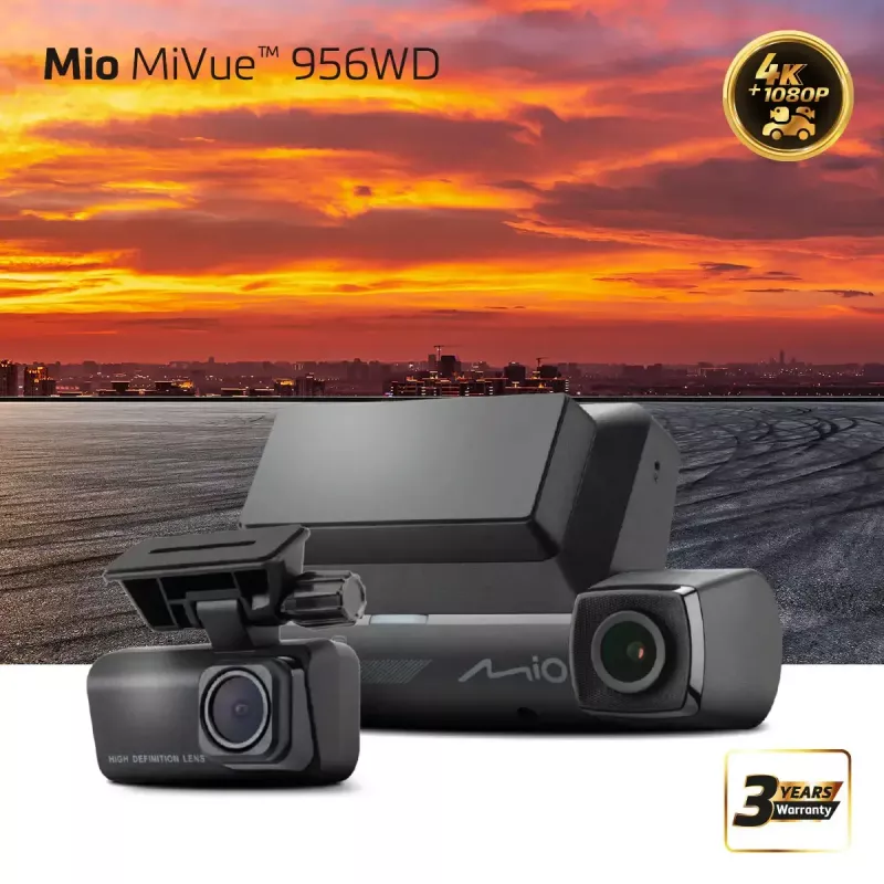 Dashcam MIO MiVue 956WD mit GPS und Wi‑Fi, Windschutzscheibenhalterung für Frontaufnahmen