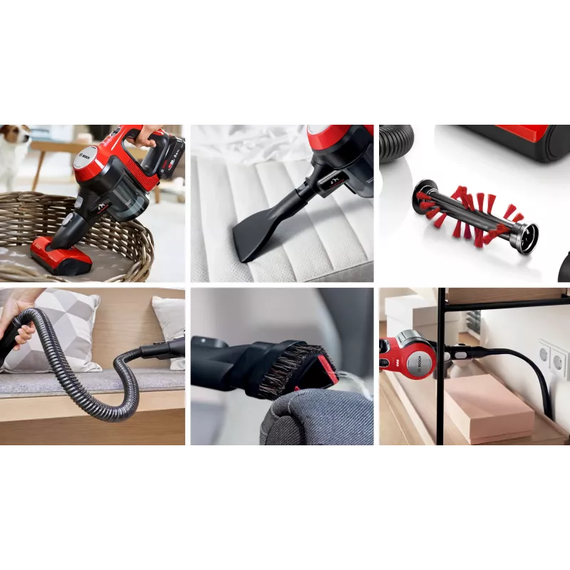Bosch BCS711PET Stabstaubsauger/Elektrobürste Akku Trocken Beutellos 0,3 L Schwarz, Rot 3 Ah