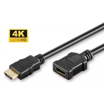 MicroConnect HDMI-Kabel 2.0 Stecker-auf-Buchse 0,5 m, 18 Gbit/s, ARC, Schwarz