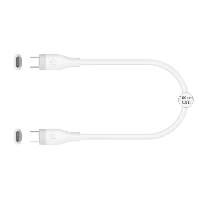 USB-C-auf-USB-C Lade-/Datenkabel j5create JUCX17W, 60W, flüssiges Silikon, 1,8 m, weiß