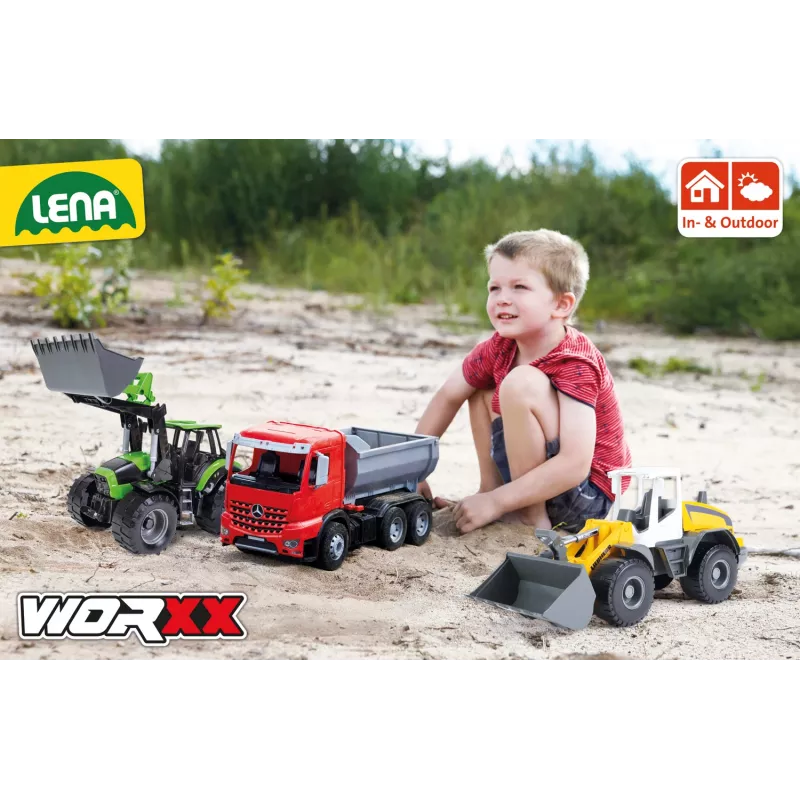 Mechanischer Spielzeugtraktor Lena Deutz-Fahr Worxx mit 74 cm Länge und abnehmbarem Anhänger