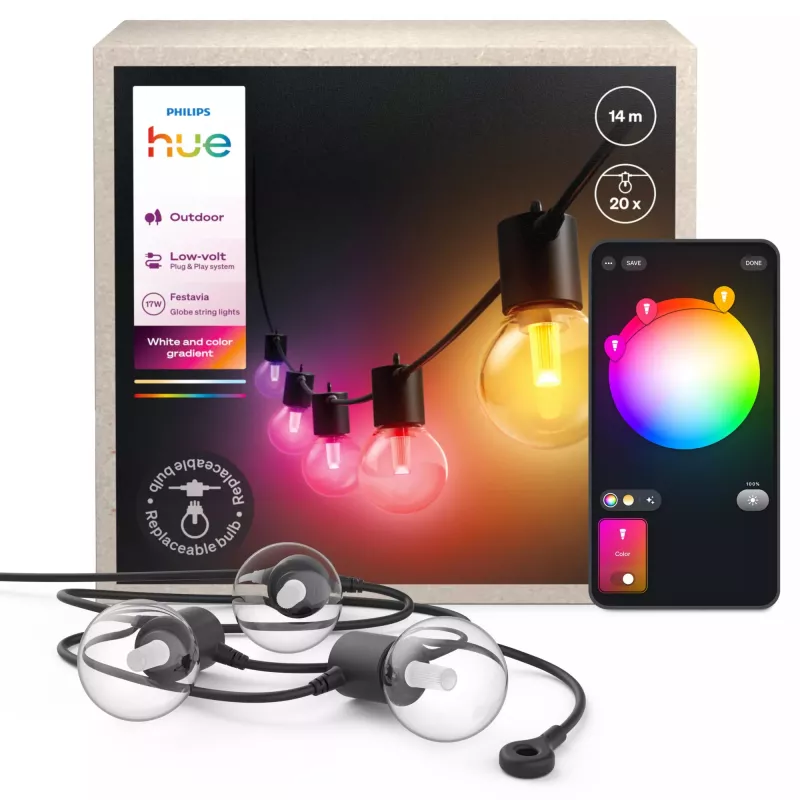 Philips Hue White and colour ambience smarte Beleuchtung Smart String Light Bluetooth/Zigbee 17,1 W