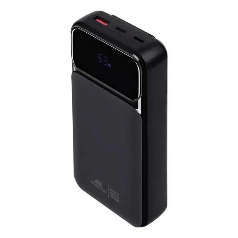 Tragbare Powerbank Rivacase VA2221 — 20000 mAh LiPo, PD 3.0 & QC 3.0, 3 Anschlüsse (1×A, 2×C), 22,5 W Ausgang