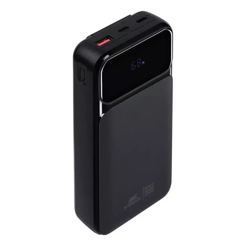 Tragbare Powerbank Rivacase VA2221 — 20000 mAh LiPo, PD 3.0 & QC 3.0, 3 Anschlüsse (1×A, 2×C), 22,5 W Ausgang