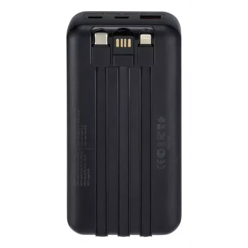 Tragbare Powerbank Rivacase VA2221 — 20000 mAh LiPo, PD 3.0 & QC 3.0, 3 Anschlüsse (1×A, 2×C), 22,5 W Ausgang