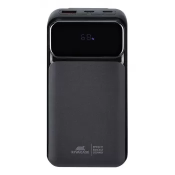 Tragbare Powerbank Rivacase VA2221 — 20000 mAh LiPo, PD 3.0 & QC 3.0, 3 Anschlüsse (1×A, 2×C), 22,5 W Ausgang