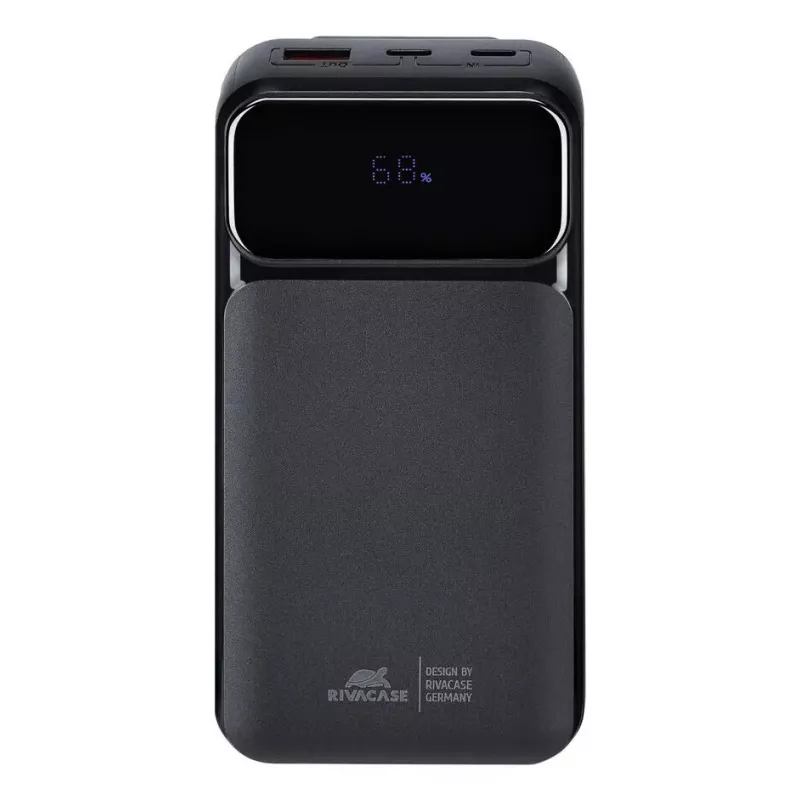 Tragbare Powerbank Rivacase VA2221 — 20000 mAh LiPo, PD 3.0 & QC 3.0, 3 Anschlüsse (1×A, 2×C), 22,5 W Ausgang