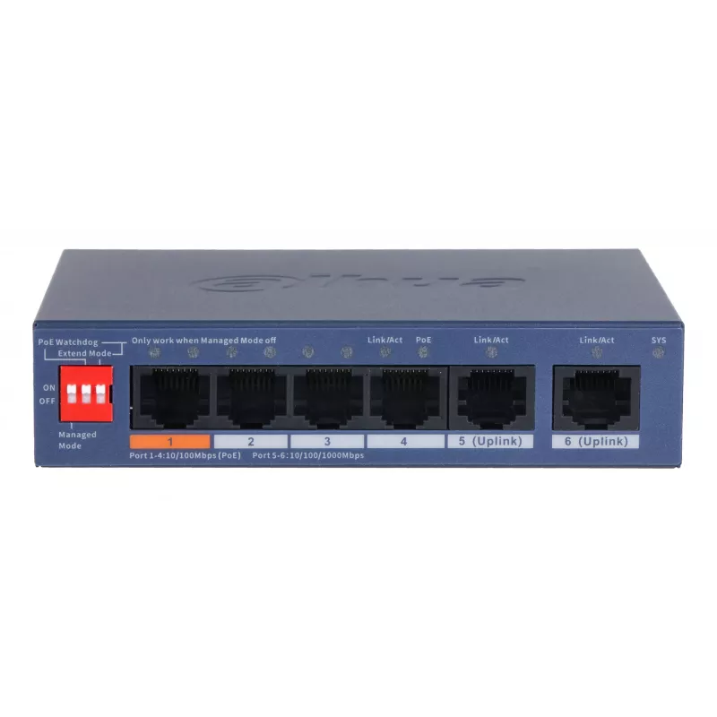 Dahua Technology CS4006-4ET2GT-60 Netzwerk-Switch Managed L2 Gigabit Ethernet (10/100/1000) Power over Ethernet (PoE) Blau