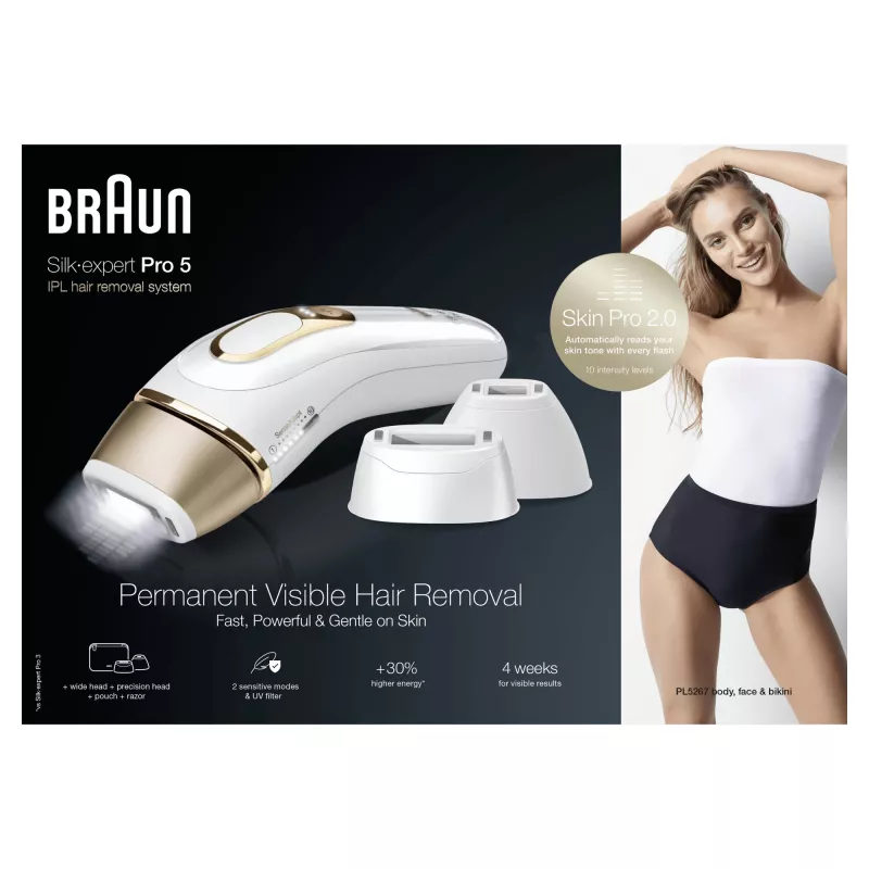 Braun Silk-expert Pro Silk·expert Pro 5 PL5267 Intense pulsed light (IPL) Gold, Weiß