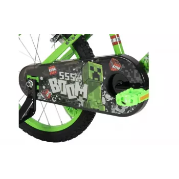 Kinderfahrrad HUFFY Minecraft 16 Zoll grün — 16-Zoll-Stahlrahmen, Einganggetriebe, Vorder-/Hinterrad-Felgenbremsen