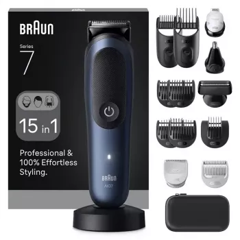 Elektrorasierer BRAUN All-in-One AIO7580 – kabellos wiederaufladbar, Nass- und Trockenrasur, 120 Min. Laufzeit, 21 Längeneinstellungen, Ganzkörper