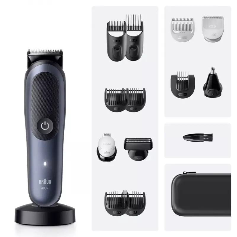 Elektrorasierer BRAUN All-in-One AIO7580 – kabellos wiederaufladbar, Nass- und Trockenrasur, 120 Min. Laufzeit, 21 Längeneinstellungen, Ganzkörper
