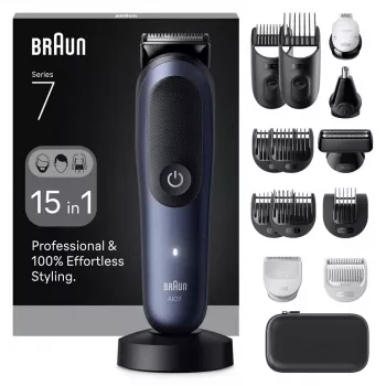 Elektrorasierer BRAUN All-in-One AIO7580 – kabellos wiederaufladbar, Nass- und Trockenrasur, 120 Min. Laufzeit, 21 Längeneinstellungen, Ganzkörper