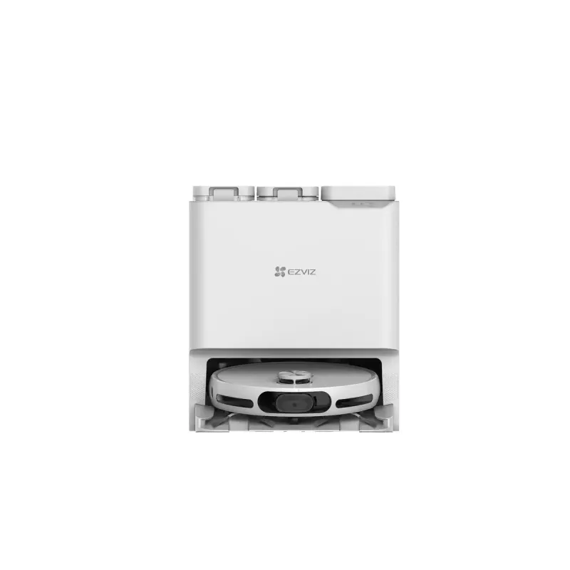 Roboterstaubsauger EZVIZ RS20 Pro — Li‑Ion 5200 mAh, 220 min Laufzeit, 7200 Pa Saugleistung, selbstentleerende Basisstation, LiDAR-Navigation, 0,35 L Staubbeutel, Wischfunktion, weiß