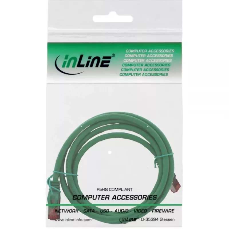 Patchkabel Intos Cat6 S/FTP PiMF 250MHz, 1,5 m, RJ-45–RJ-45, halogenfrei, grün