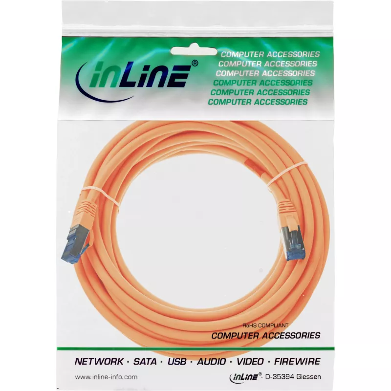 InLine Patchkabel S/FTP PiMF Cat.6A halogenfrei 500MHz orange 15m