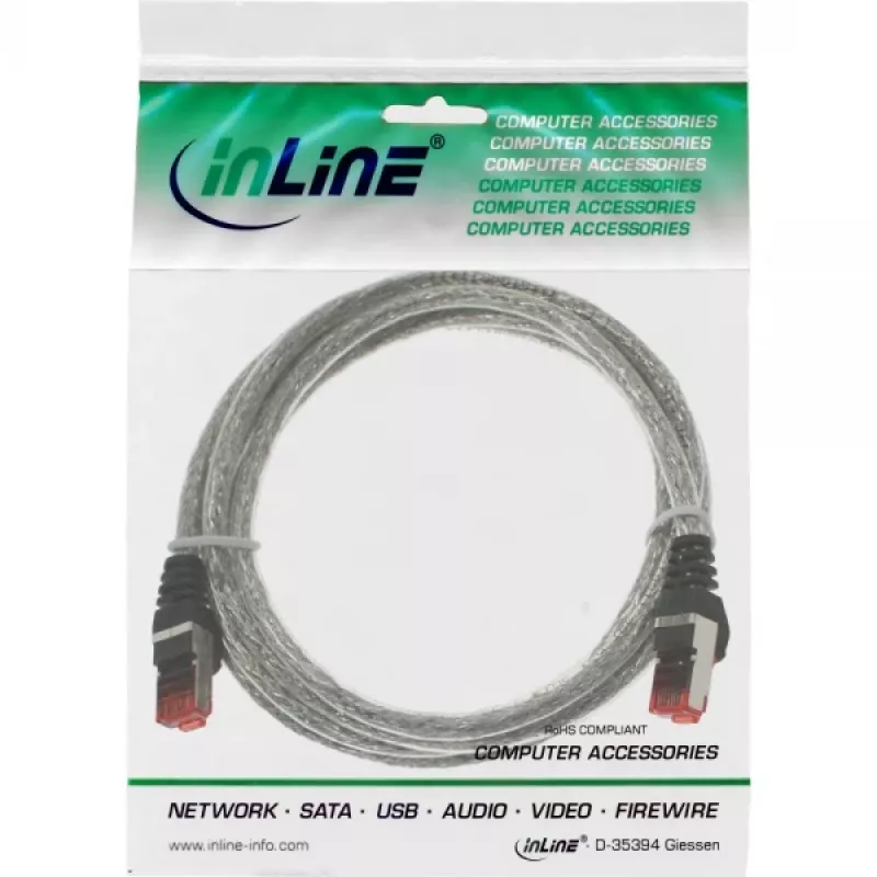 Patchkabel InLine Cat6 S/FTP PiMF 250MHz RJ-45–RJ-45 PVC transparent 1,5m