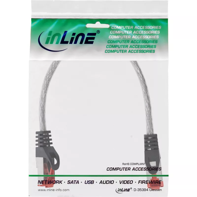 Patchkabel InLine S/FTP PiMF Cat6 250MHz RJ-45–RJ-45 PVC transparent 0,25 m