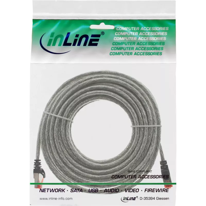 Patchkabel InLine S/FTP PiMF Cat.6 250MHz PVC Kupfer transparent 20 m