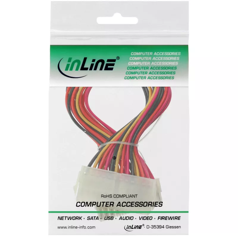Molex PN InLine ATX Mainboard-Kabel 24‑polig Stecker auf Buchse, 0,30 m