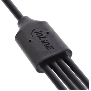 InLine USB 4in1 Y-Ladekabel, 1x USB-A Stecker auf 4x USB-C Stecker, schwarz 0,5 m