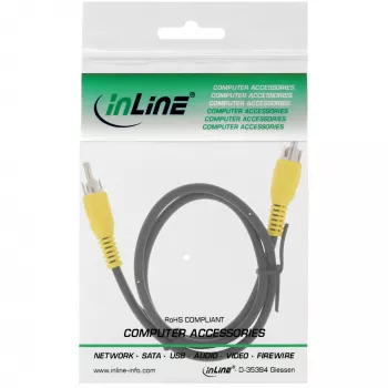 InLine Videokabel, 1x RCA M/M, gelbe Stecker, 2m, RCA, RCA, 2 m, Schwarz