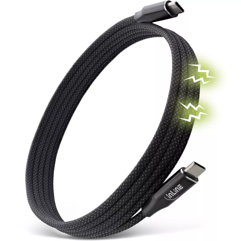 InLine Magnetisches USB-C-Kabel, USB-C Stecker/Stecker, 100 W, schwarz, 1 m