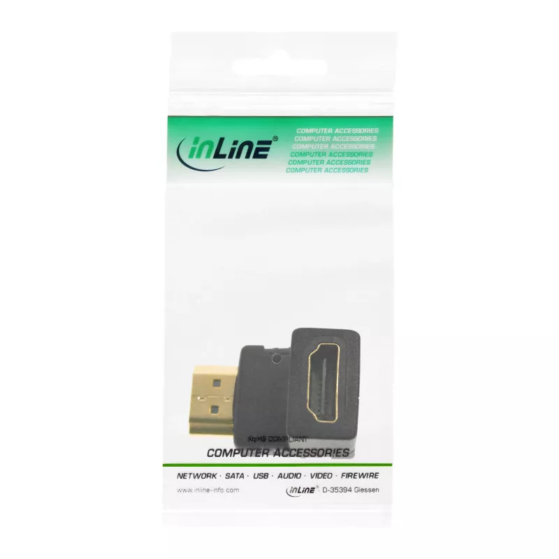 InLine HDMI Adapter Stecker/Buchse nach unten abgewinkelt, vergoldet, 4K2K