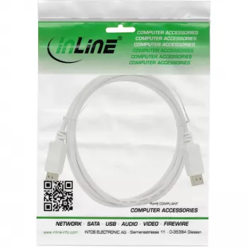 DisplayPort-Kabel InLine 17202W, DisplayPort–DisplayPort, 2 m, weiß, 7 mm Durchmesser
