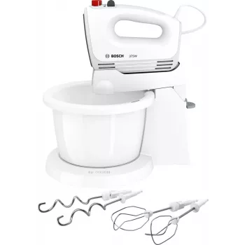Bosch MFQ2600G Handmixer mit Ständer und Schüssel 375 W weiß