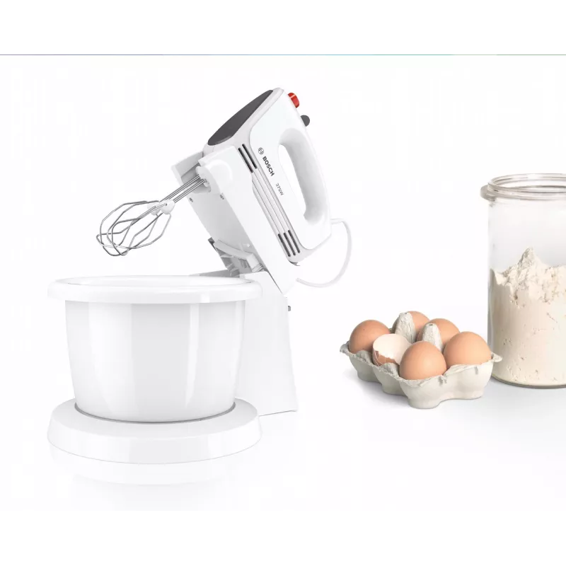 Bosch MFQ2600G Handmixer mit Ständer und Schüssel 375 W weiß