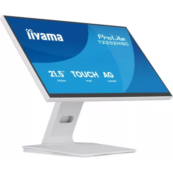 Monitor IIYAMA ProLite T2252MSC-W2AG 54,5 cm (21,4 Zoll) Full HD 1920x1080 LCD Touchscreen, 5 ms, USB 3.2 Hub, Lautsprecher, VESA, weiß