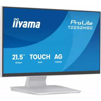 Monitor IIYAMA ProLite T2252MSC-W2AG 54,5 cm (21,4 Zoll) Full HD 1920x1080 LCD Touchscreen, 5 ms, USB 3.2 Hub, Lautsprecher, VESA, weiß