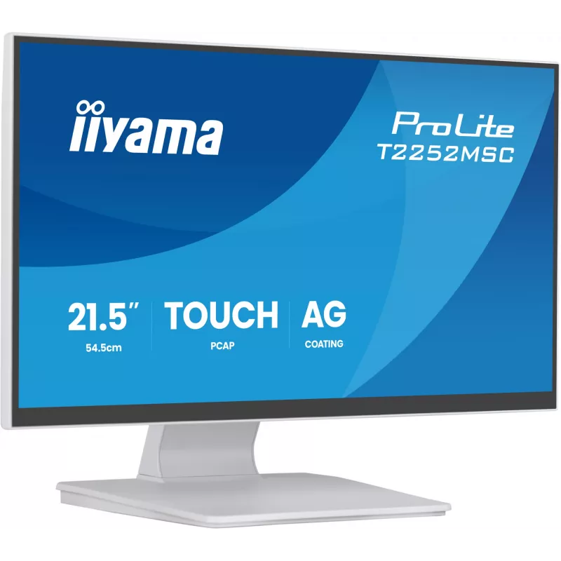 Monitor IIYAMA ProLite T2252MSC-W2AG 54,5 cm (21,4 Zoll) Full HD 1920x1080 LCD Touchscreen, 5 ms, USB 3.2 Hub, Lautsprecher, VESA, weiß