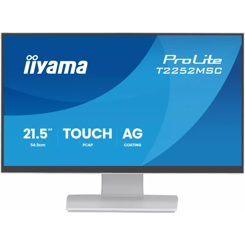 Monitor IIYAMA ProLite T2252MSC-W2AG 54,5 cm (21,4 Zoll) Full HD 1920x1080 LCD Touchscreen, 5 ms, USB 3.2 Hub, Lautsprecher, VESA, weiß