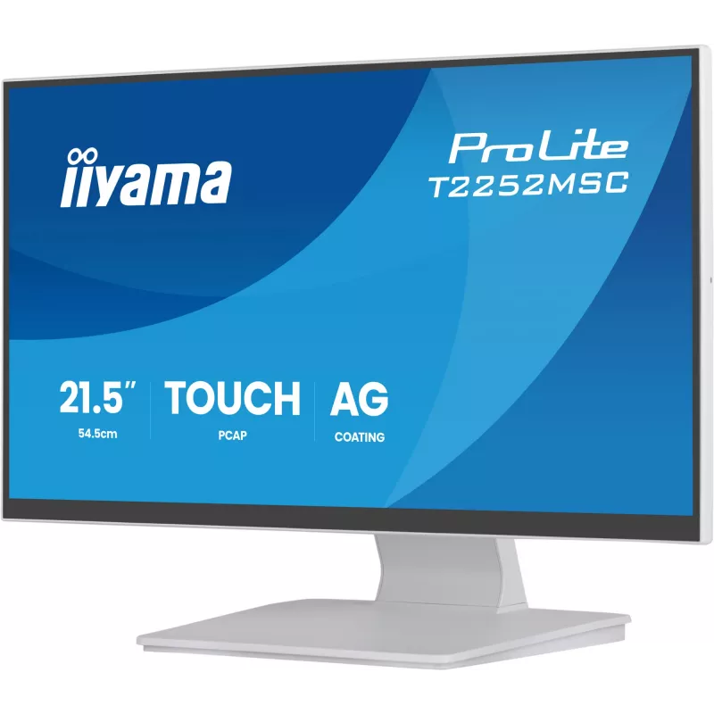 Monitor IIYAMA ProLite T2252MSC-W2AG 54,5 cm (21,4 Zoll) Full HD 1920x1080 LCD Touchscreen, 5 ms, USB 3.2 Hub, Lautsprecher, VESA, weiß