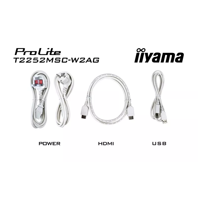 Monitor IIYAMA ProLite T2252MSC-W2AG 54,5 cm (21,4 Zoll) Full HD 1920x1080 LCD Touchscreen, 5 ms, USB 3.2 Hub, Lautsprecher, VESA, weiß