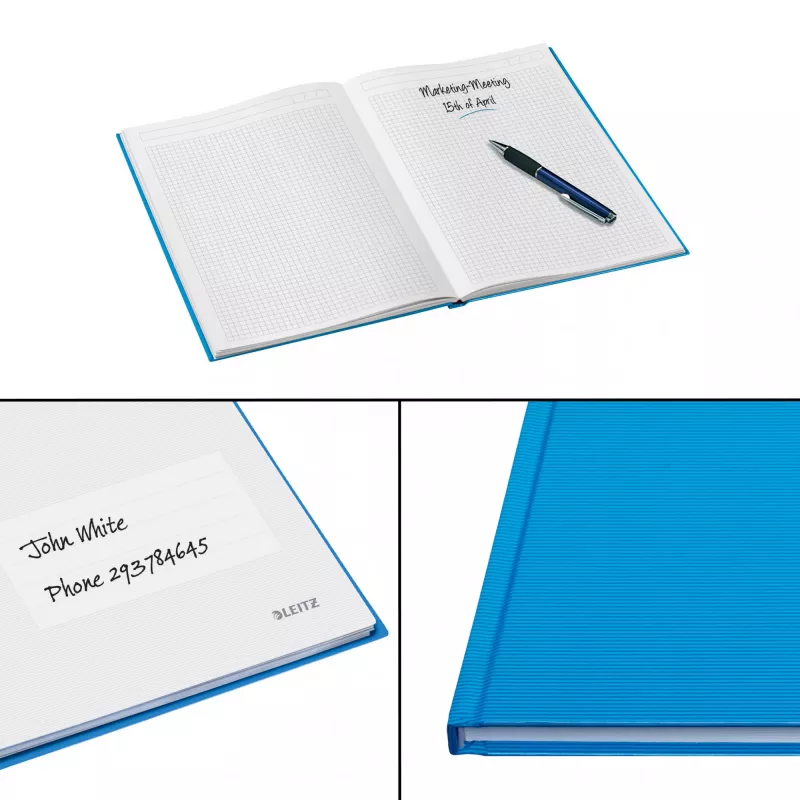 Leitz Notebook Solid Hardcover A5 kariert 90 g/m² 80 Blatt, Einfarbig, Blau, A5, 80 Blatt, Glänzend, 80 g/m²
