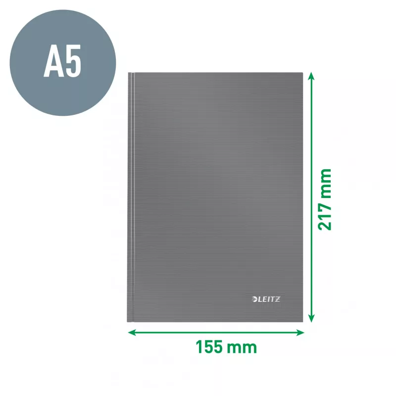 Leitz Notebook Solid Hardcover A5 kariert 90 g/m² 80 Blatt, Einfarbig, Blau, A5, 80 Blatt, Glänzend, 80 g/m²