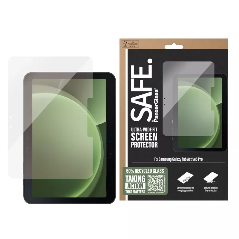 PanzerGlass SAFE. by ® Displayschutz Samsung Galaxy Tab Active5 Pro | Ultra-Weit-Passform