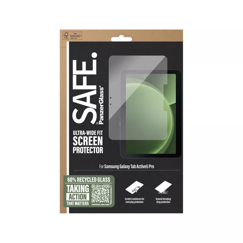 PanzerGlass SAFE. by ® Displayschutz Samsung Galaxy Tab Active5 Pro | Ultra-Weit-Passform