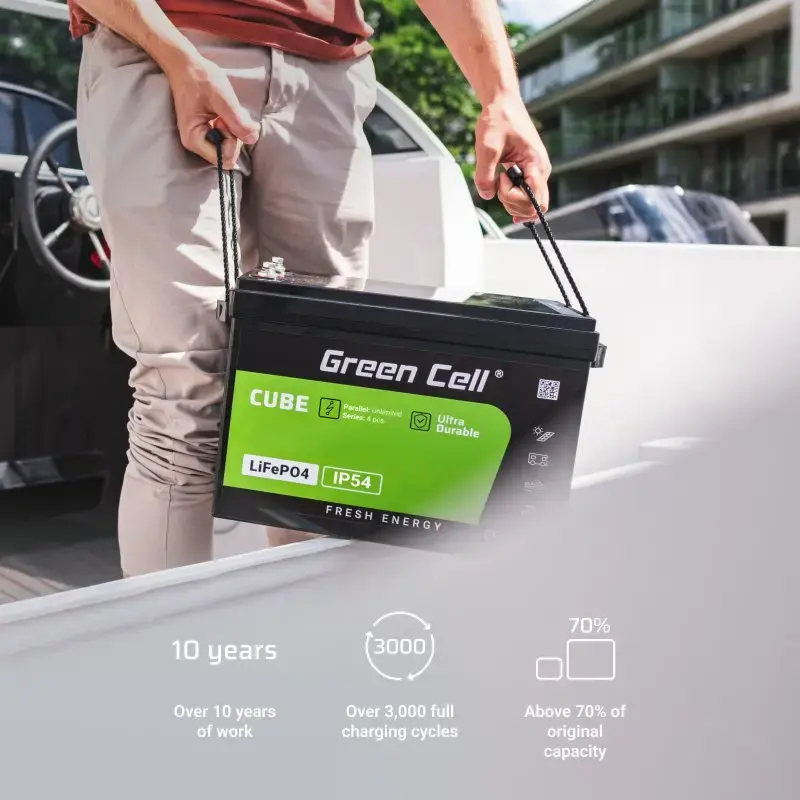 UPS-Batterie Grün Cell LFPGC12V50AH Lithium-Eisenphosphat 12V 50Ah 640Wh, 75A Entladung