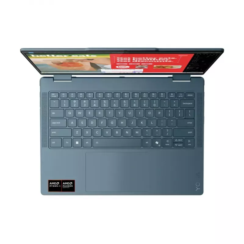 2-in-1-Laptop Lenovo Yoga 7 14 Zoll OLED Touch, Ryzen AI 5 340, 16 GB LPDDR5, 512 GB SSD, Radeon 840M, 70 Wh, Tidal Teal