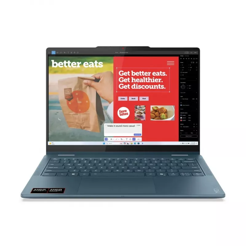 2-in-1-Laptop Lenovo Yoga 7 14 Zoll OLED Touch, Ryzen AI 5 340, 16 GB LPDDR5, 512 GB SSD, Radeon 840M, 70 Wh, Tidal Teal