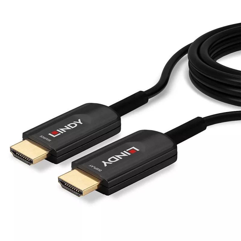 Lindy 10m Glasfaser-Hybrid-Ultra-High-Speed-HDMI-Kabel, 10 m, HDMI Typ A (Standard), HDMI Typ A (Standard), 48 Gbit/s, Audio Return Channel (ARC), Schwarz